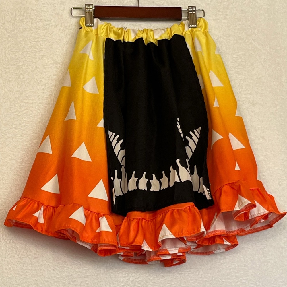 Demon Slayer Zenitsu Print Skirt Anime Cosplay Ruffle Costume Halloween S - XL - Picture 5 of 7